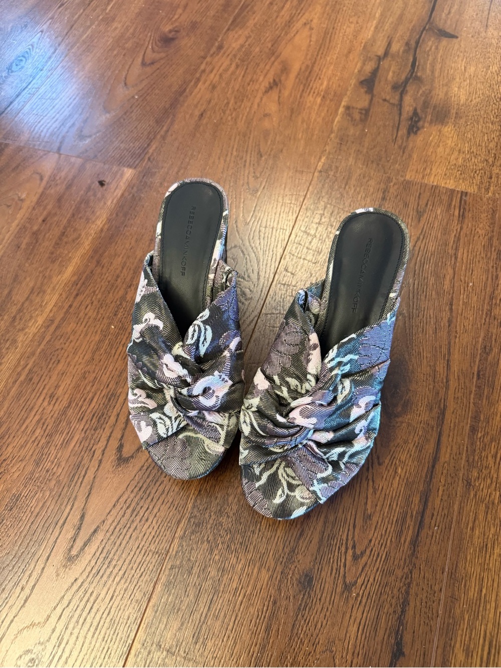 Rebecca Minkoff Floral Knot Slide Mules - Purple, Pink, Blue